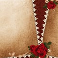 Vintage background with roses, lace and ribbon