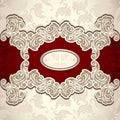 Vintage background with seamless pattern in pearly beige and red