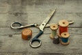 Vintage Background with sewing tools.