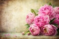Vintage Background with Soft Pink Peonies and Copy Space for Text Royalty Free Stock Photo