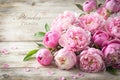 Vintage Background with Soft Pink Peonies and Copy Space for Text Royalty Free Stock Photo