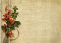 Vintage background with spring flowers on paper checkered Royalty Free Stock Photo