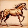 Vintage background in the style of a pencil drawing of a galloping horse