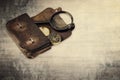 Vintage background , wallet and compass Royalty Free Stock Photo