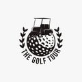 Vintage badge emblem Golf tour, golf tournament, golf cart logo vector icon Royalty Free Stock Photo