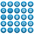 Vintage badges and labels vector icons set blue, simple style Royalty Free Stock Photo