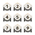 Vintage badges set of birthday template. Collection of anniversary circles retro isolated vector emblem