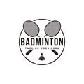 Vintage badminton logo with shuttlecock and racket icon vector Royalty Free Stock Photo