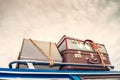 Vintage bags on the car's roof