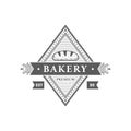Vintage baguette bread bakery logo hand drawing victorian style badge