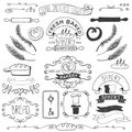 Vintage Bakery Labels elements.Hand sketched.Outline Royalty Free Stock Photo