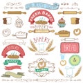 Vintage Bakery Labels elements.Hand sketched Royalty Free Stock Photo