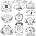 Vintage Bakery Labels.Outline hand sketched Royalty Free Stock Photo