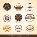 Vintage bakery logo labels and frames