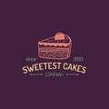 Vintage bakery logo. Vector cookie label. Sweet cakes typographic poster.Hipster pastry icon.Biscuit sign.Desert emblem.