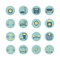 Vintage balance, electronic and mechanical scales, weight measurement flat vector icons