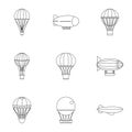 Vintage balloons icon set, outline style Royalty Free Stock Photo