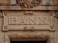 Vintage Bank Sign In Stone