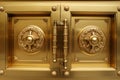 Vintage bank vault door with closed security safe box full frame metal door for background Royalty Free Stock Photo