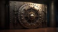 Vintage bank vault safe door, industrial steampunk background Royalty Free Stock Photo