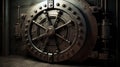 Vintage bank vault safe door, industrial steampunk background Royalty Free Stock Photo