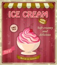 Vintage banner with cherry ice cream Royalty Free Stock Photo