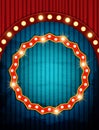 Vintage banner on Red curtain and circus retro background Royalty Free Stock Photo