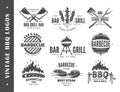 Vintage Barbecue Grill Labels isolated on white background Royalty Free Stock Photo