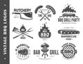 Vintage Barbecue Grill Labels isolated on white background