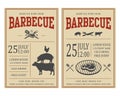 Vintage barbecue party invitation. BBQ, food flyer template.