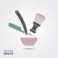 Vintage barber shaving set vector illustration. Flat icon