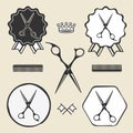 Vintage barber shop scissors symbol emblem label Royalty Free Stock Photo