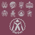 Vintage barber vector logo retro style haircutter typography flourishes calligraphic barbershop icon illustration. Royalty Free Stock Photo