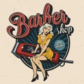 Vintage barbershop colorful emblem