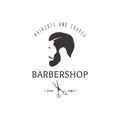 Vintage barbershop emblem. Royalty Free Stock Photo