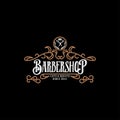 Vintage barbershop logo design on dark background,luxury logo hairdressing vector template