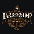 Vintage Barbershop logo with floral ornament style