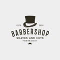Vintage barbershop logo. retro styled hair salon emblem. vector illustration Royalty Free Stock Photo