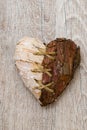 Vintage Bark Heart On Wood