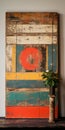 Vintage Barn Wood Sign With Modern Abstract Painting