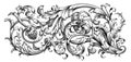 Vintage Baroque floral frame border Victorian flower ornament scroll engraved retro pattern decorative design tattoo black and whi Royalty Free Stock Photo