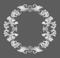 Vintage baroque frame border with leaf scroll floral ornament in line style Royalty Free Stock Photo