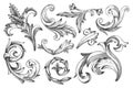 Vintage baroque frame or border scroll element set Royalty Free Stock Photo