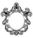 Vintage baroque frame decor. Detailed rich ornament vector illustration graphic line art Royalty Free Stock Photo