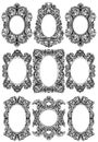 Vintage baroque frame decor set. Detailed ornament vector illustration