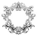 Vintage baroque frame engraving scroll ornament vector Royalty Free Stock Photo