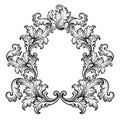 Vintage baroque frame scroll ornament vector Royalty Free Stock Photo