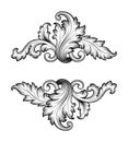 Vintage baroque frame scroll ornament vector Royalty Free Stock Photo