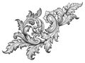 Vintage baroque frame scroll ornament vector