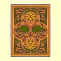 Vintage baroque ornament on card deck with engraved flower Royalty Free Stock Photo
